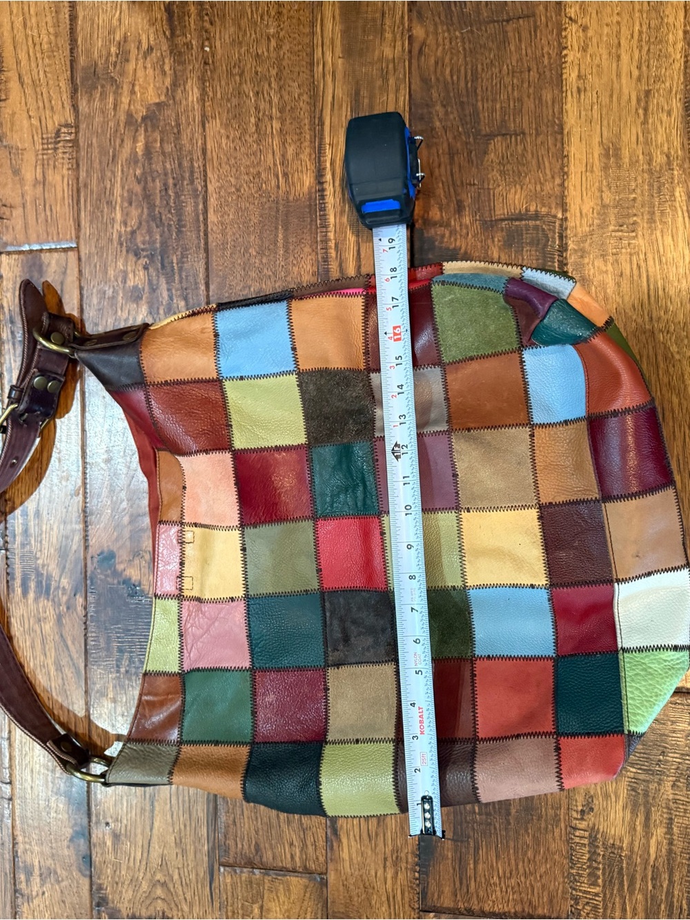 Rare Ugly Betty Lucky Brand Multicolor Patchwork Leather And Suede XXL Hobo - Picture 3 of 7